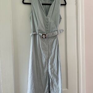 Banana Republic Factory Blue Sheath Midi Dress V-Neck Sleeveless